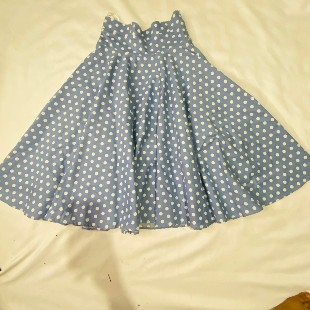 Collectif Blue & White Polka Dot Circle Skirt